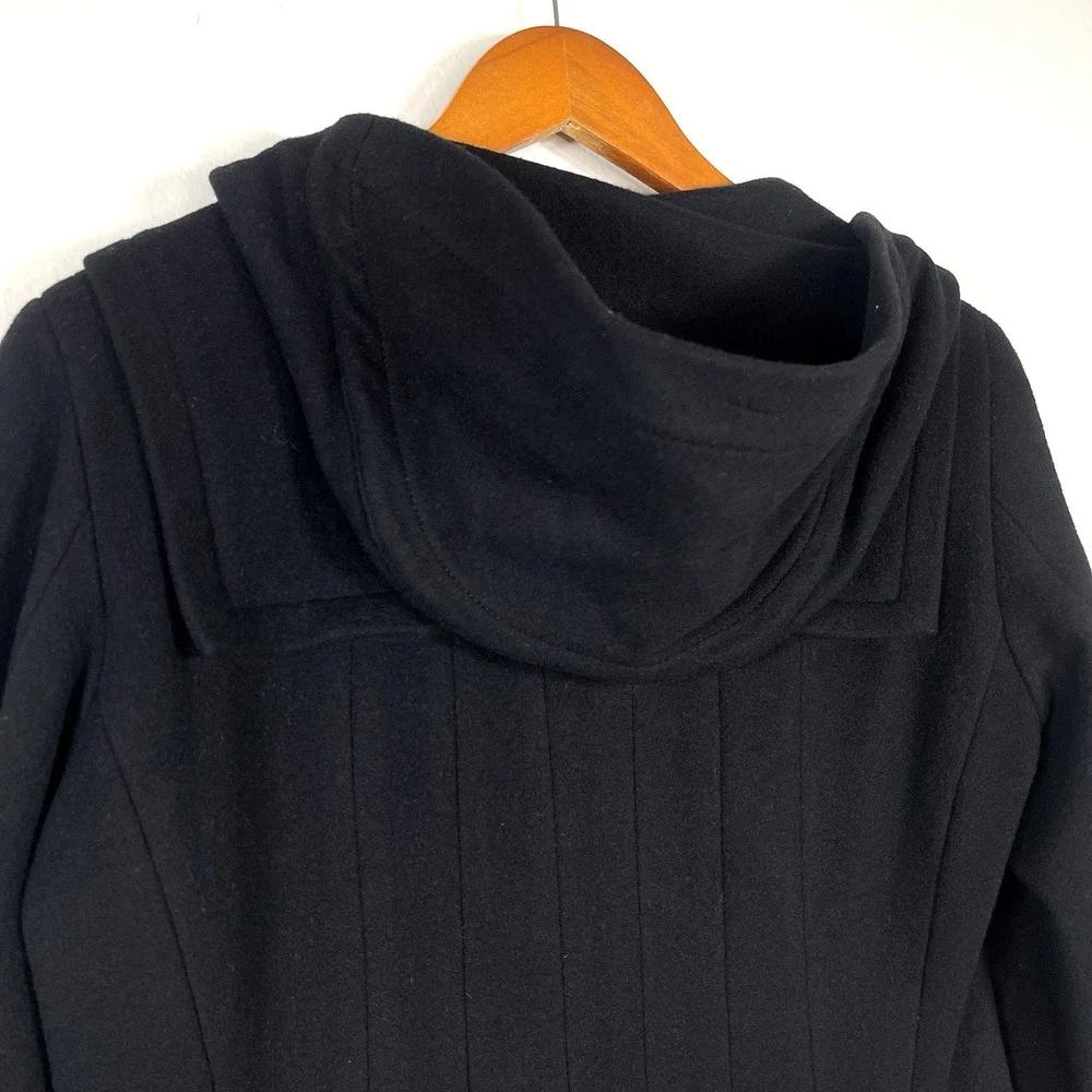 Etcetera Warm Wool Cashmere Blend Hooded Toggle Over Coat Size‎ 8 Black EUC